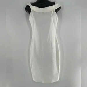Fashion Nova Women Sz M Chantal Off Shoulder Dress White Sleeveless Bodycon Flaw